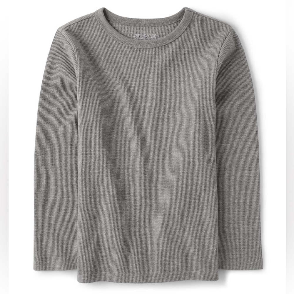 Boys Thermal Waffle Knit Long-Sleeve T-Shirt - Grey
